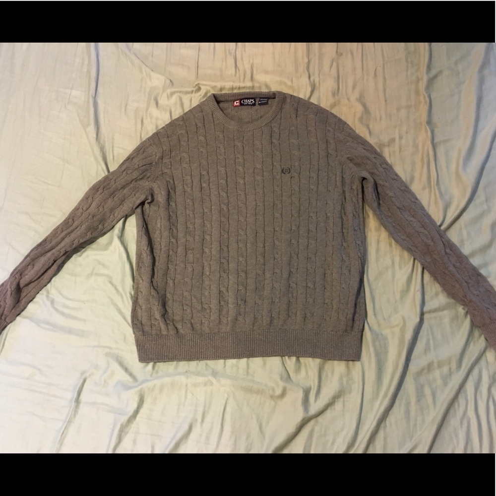 Chaps grey cable knit sweater